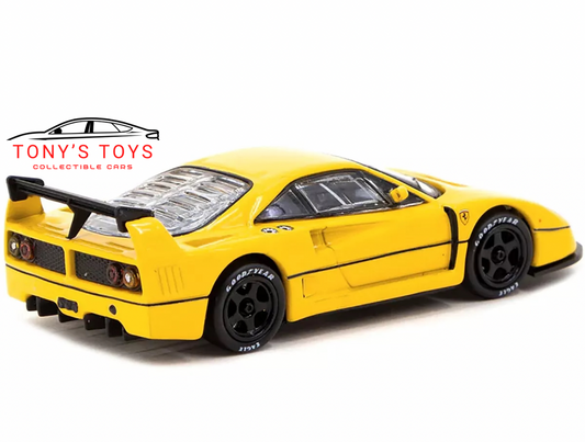 FERRARI F40 LM YELLOW 1/64 DIECAST MODEL CAR BY TARMAC WORKS T64R-075-YL