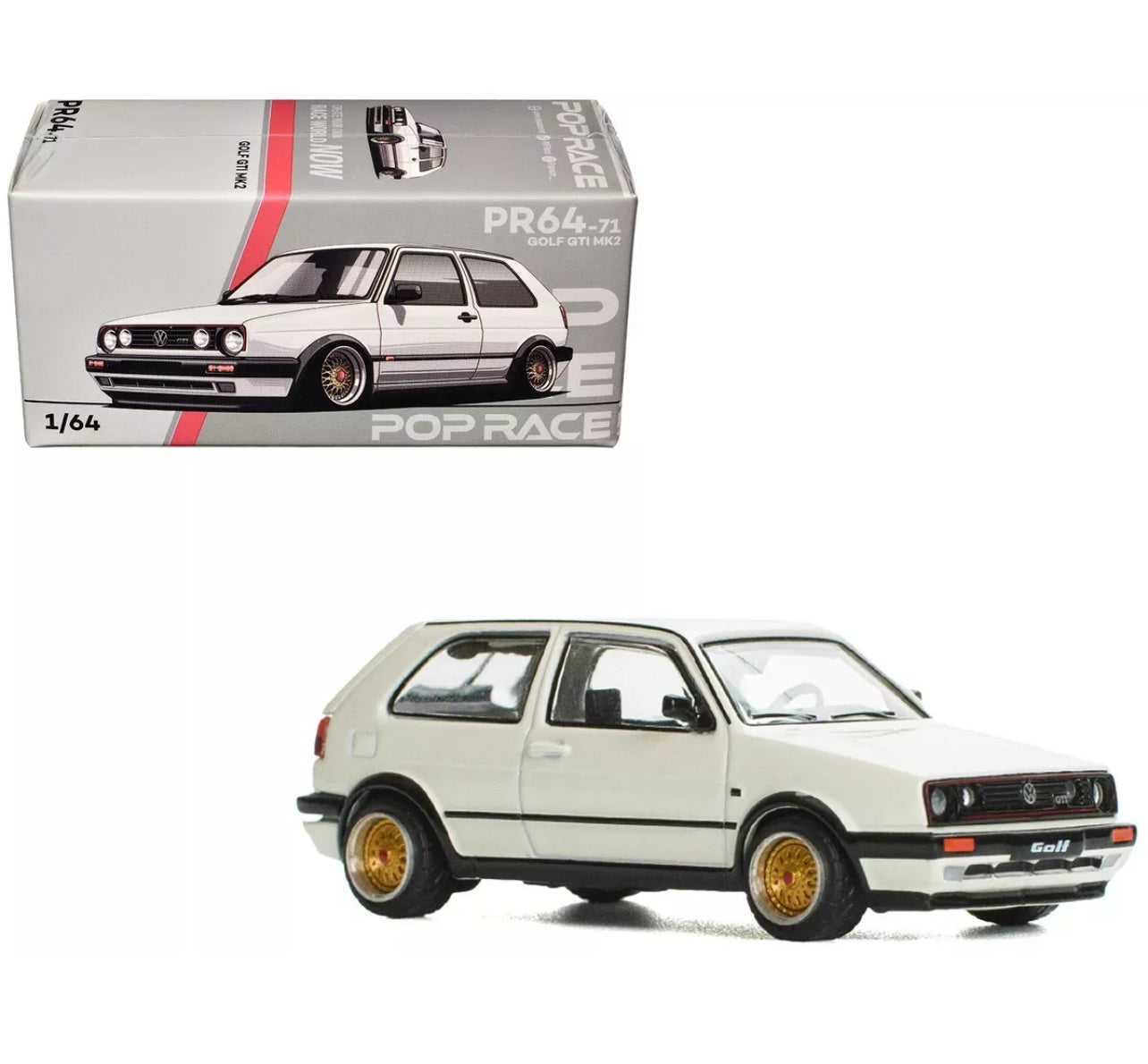 Pop Race 1:64 Volkswagen Golf GTI MK2 White PR64-71