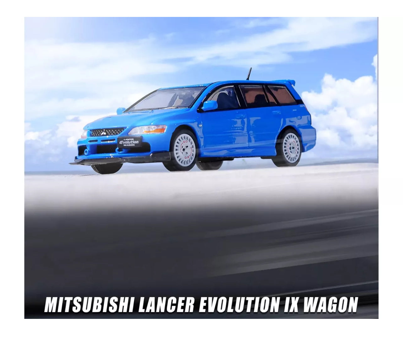 MITSUBISHI LANCER EVO IX WAGON RHD BLUE 1/64 CAR BY INNO MODELS IN64-EVO9W-BLU