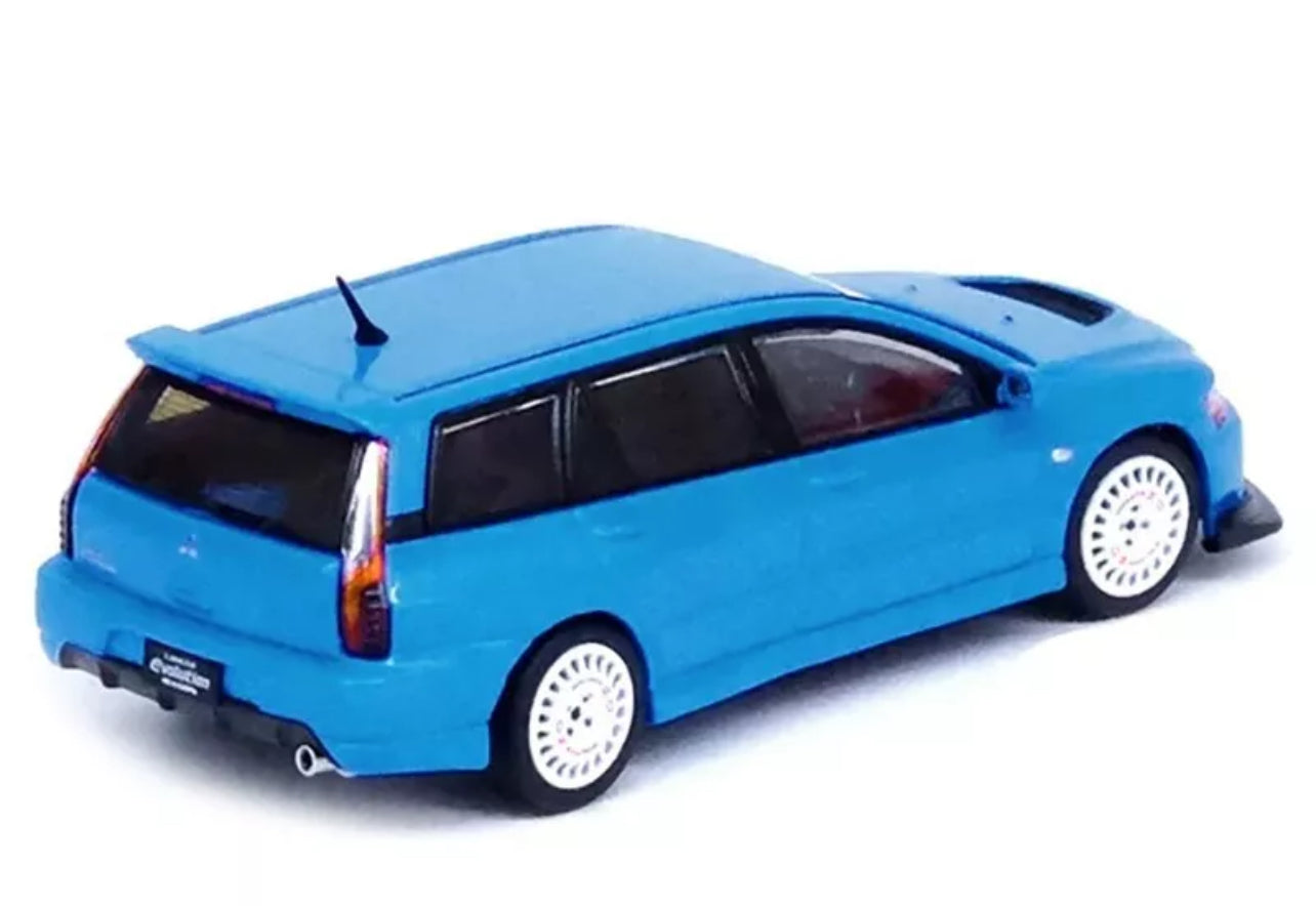 MITSUBISHI LANCER EVO IX WAGON RHD BLUE 1/64 CAR BY INNO MODELS IN64-EVO9W-BLU