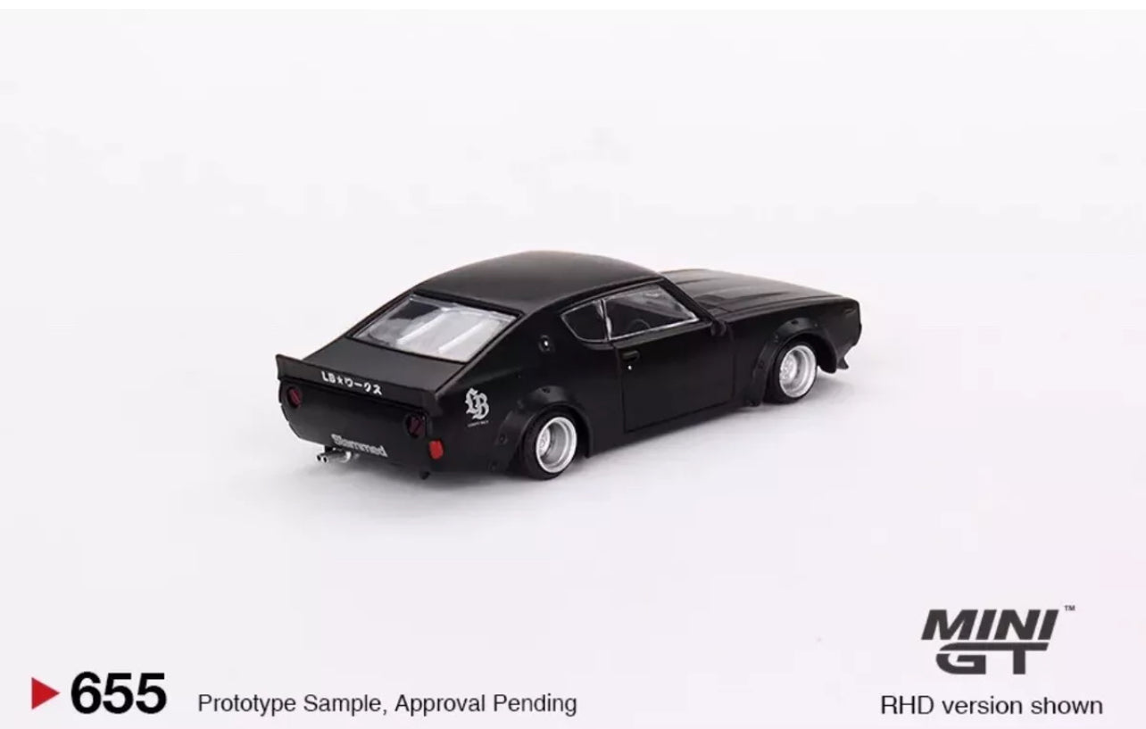 Nissan Skyline Kenmeri Liberty Walk Matt Black 1:64 Model by Mini GT MGT00655