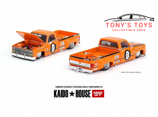 MINI GT KAIDO CHEVROLET SILVERADO DUALLY KAIDO WORKS V2 1/64 ORANGE KHMG090