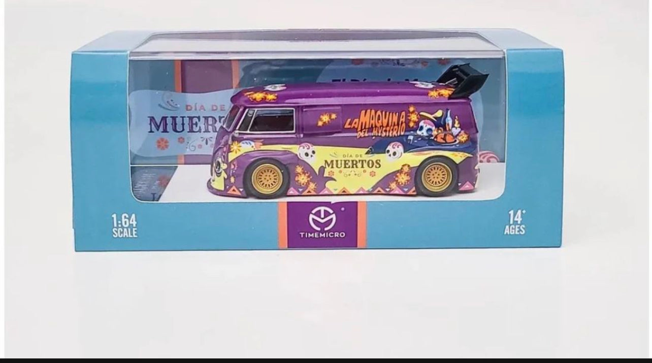 Time micro 1/64 Volkswagen T1 bus purple “EL DÍA DE MUERTOS EXCLUSIVO “ México