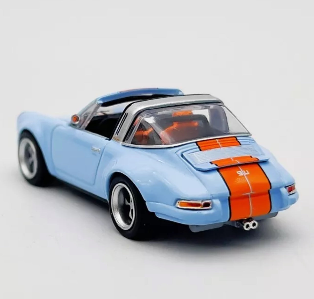 SINGER TARGA LIGHT BLUE "GULF OIL" 1/64 DIECAST MODEL CAR BY POP RACE PR640078