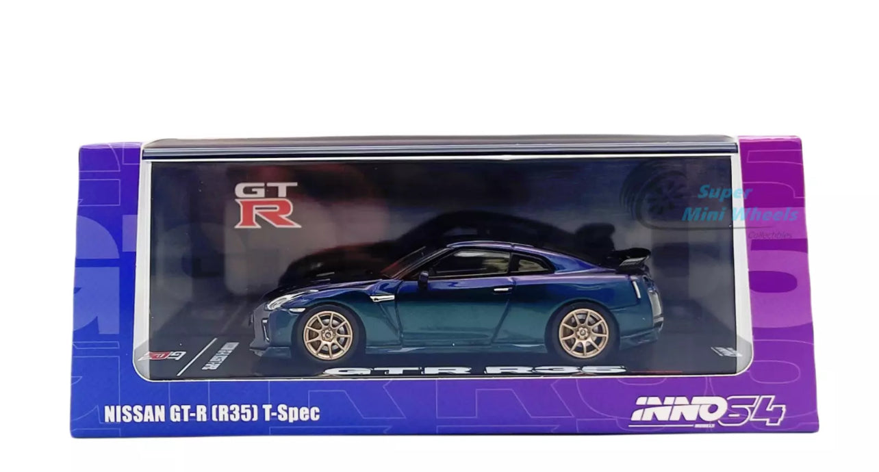 NISSAN GT-R (R35) T-SPEC RHD MIDNIGHT PURPLE 1/64 BY INNO MODELS IN64-R35TS-MP